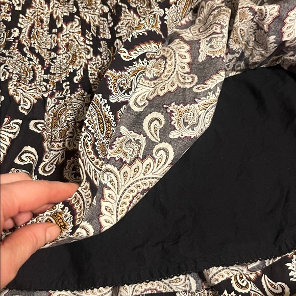 Anthropologie Eula Pintucked Skirt Paisley Black White ochre mini  XS - Picture 8 of 8